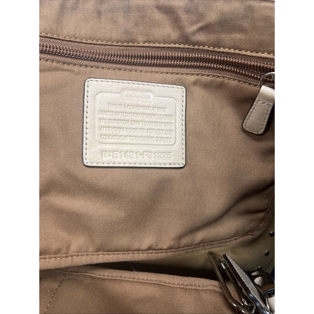COACH Metro Colorblock beige/brown Studded Leather Tote Bag E1421-F31325 - Picture 8 of 9